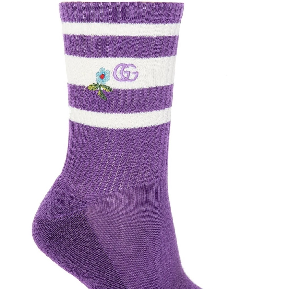 Authentic Gucci Unisex floral embroidery sock